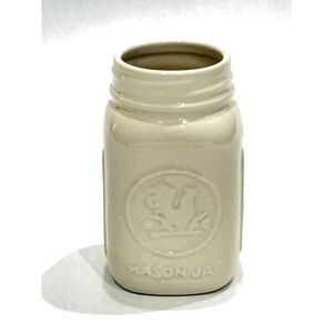 Decorative Cream Ceramic Mason Jar Farmhouse‎ Vintage Look 6" - #293